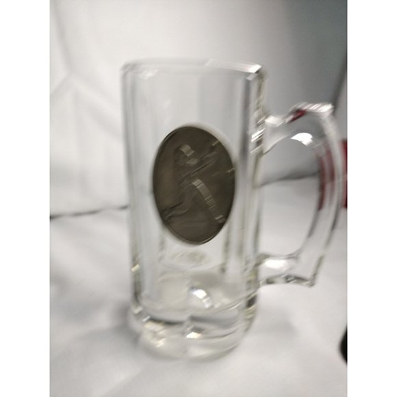 Vintage Heavy Crystal Stein Mug Baseball Pewter  Plaque - Picture 4 of 4